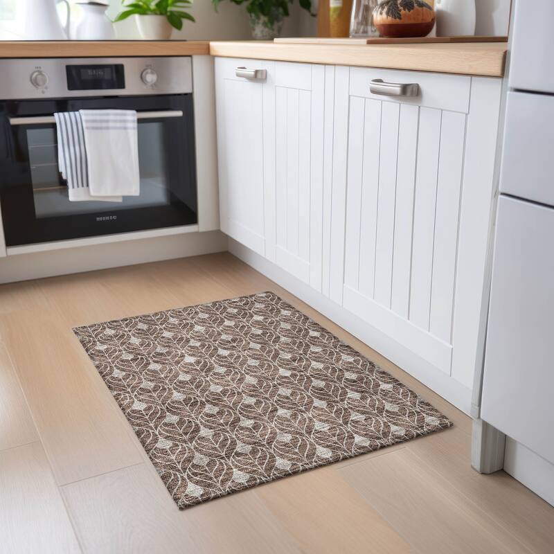 Machine Washable Indoor/ Outdoor Chantille Contempoary Geo Rug