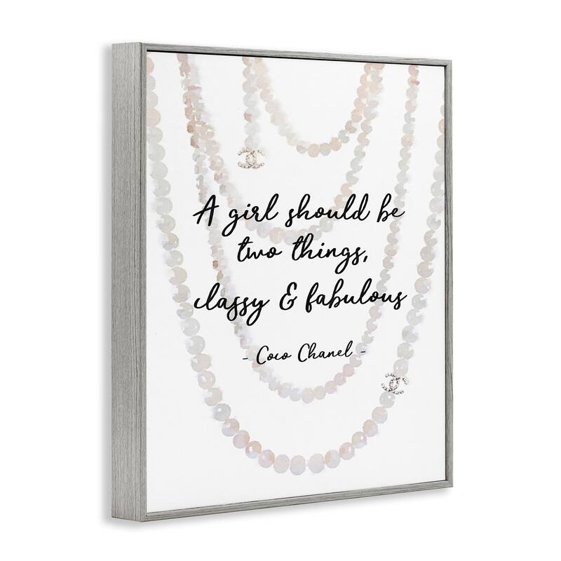 Stupell Silver Orchid Classy and Fabulous Fashion Quote with Pearls Framed Art - Multi-Color