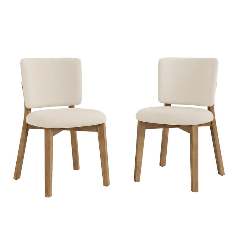 Fabric Upholstered Dining Chairs Set of 2/4 with Wooden Legs, Modern Kitchen Dining Chairs with Back, Walnut Flaxen