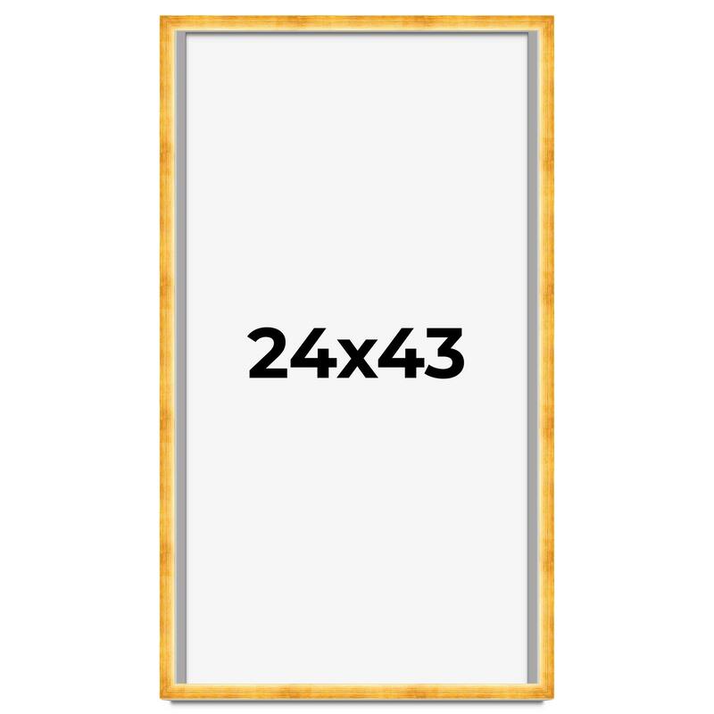 24x43 Shadow Box Frame Gold | 1.625 Inches Deep Real Wood Traditional