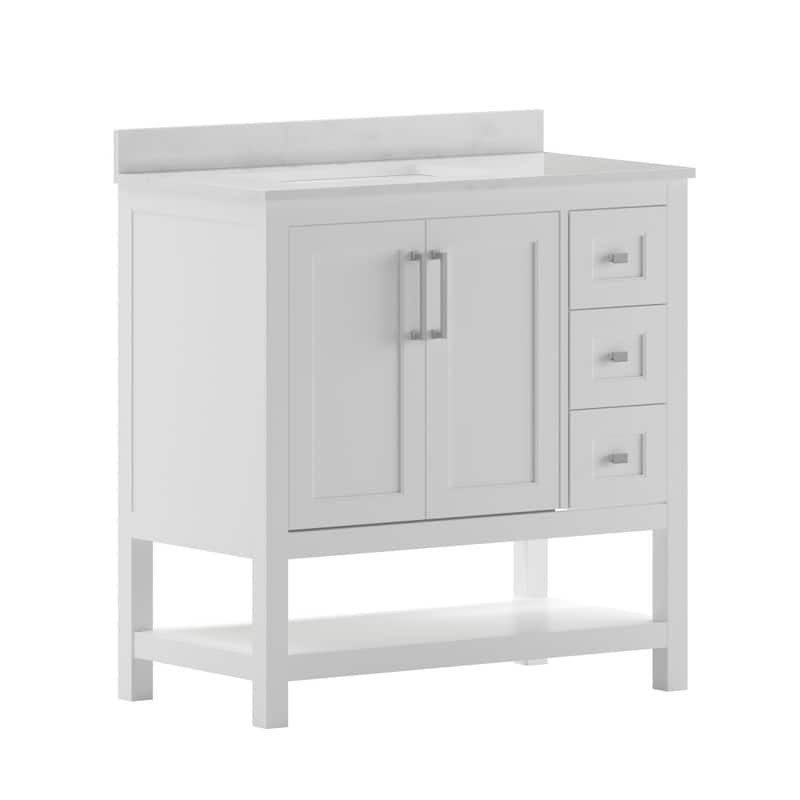 Bathroom Vanity with Sink, Open Storage, and Storage Drawers