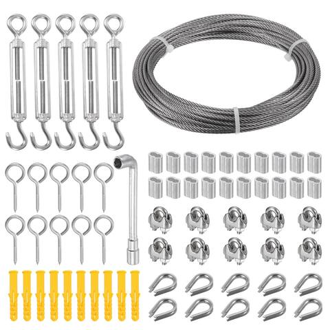 1/8 Turnbuckle Wire Tensioner Strainer Kit 50ft T316 Stainless Steel Wire Rope