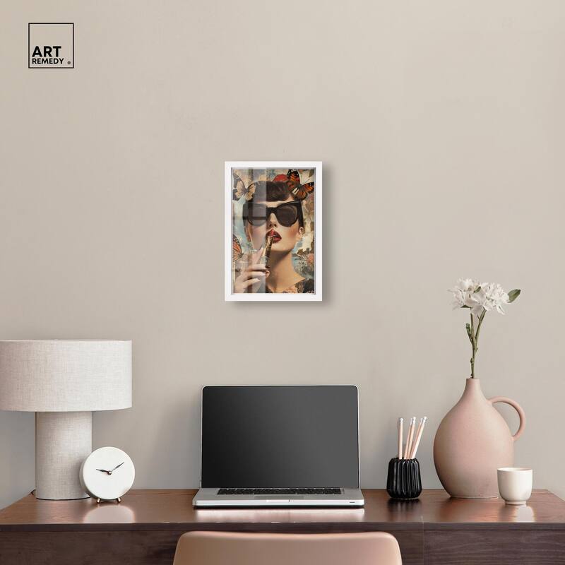 Iconic Lady Butterfly Collage II Shadowbox by Art Remedy
