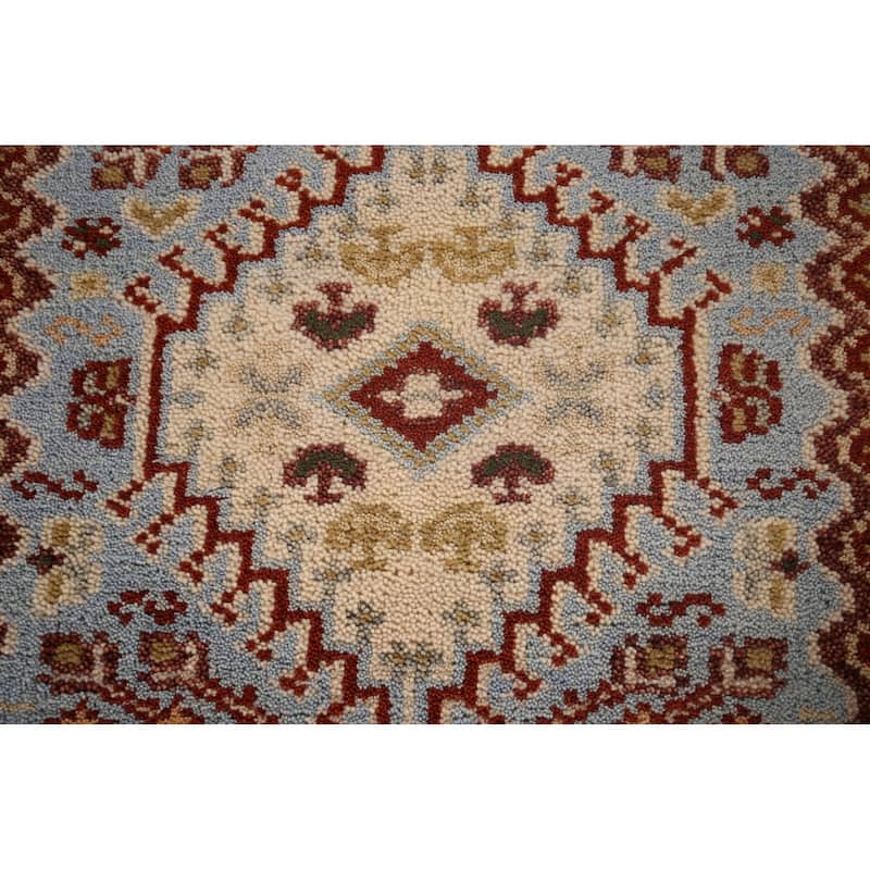Light Blue Khotan Indian Runner Rug Handmade Wool Carpet - 2'7"x 11'11"