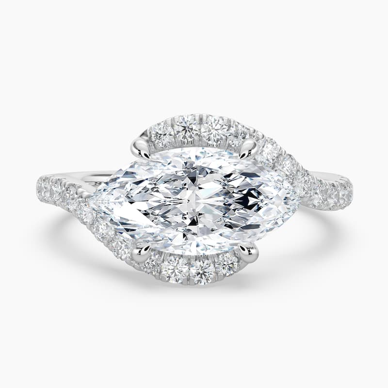 Auriya 14k Gold Lab Grown Marquise Diamond East-West Bypass Engagement Ring 1.00 to 5.00 ct. tw. (F-G, VS) - 5 - 3.00 carats - White