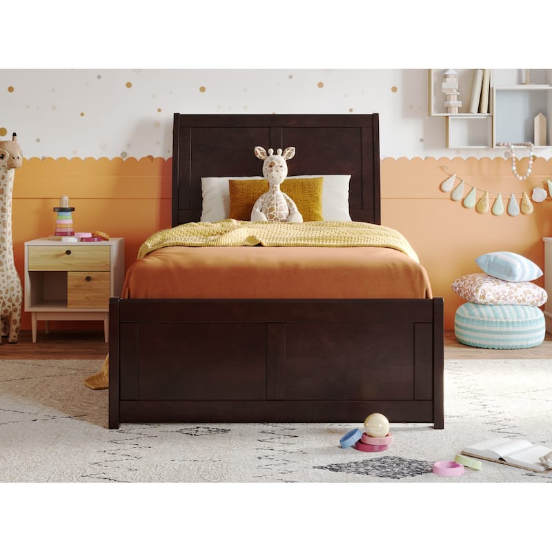 Valencia Solid Wood Low Profile Sleigh Platform Bed with Matching Footboard