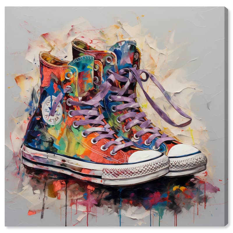 Wynwood Studio Fashion and Glam Artsy Sneaker IV Gray and Light Purple Modern & Contemporary Wall Art Canvas Print