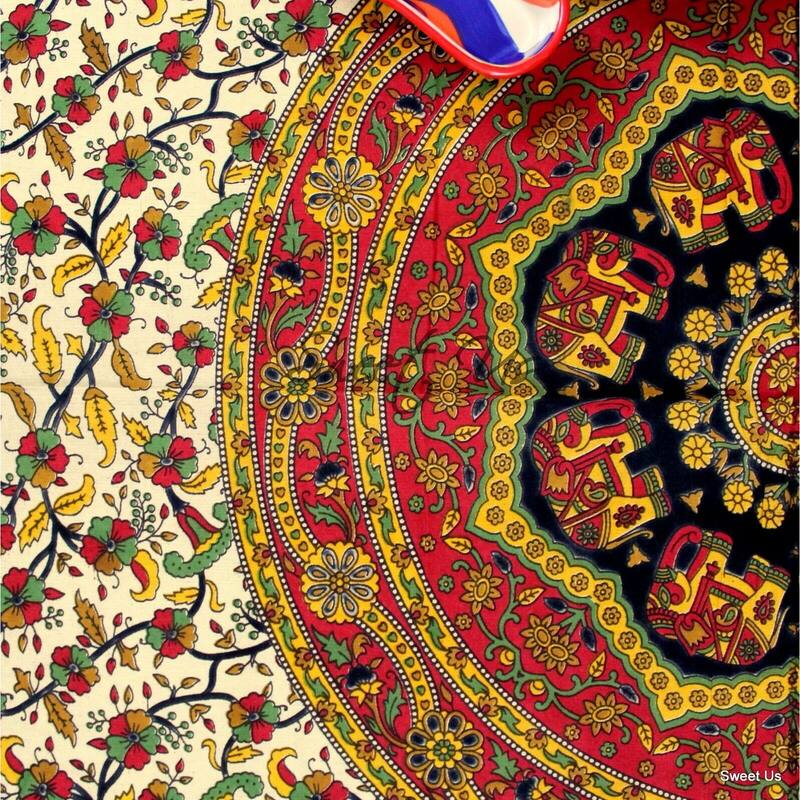 Cotton Secret Elephant Floral Tablecloth Rectangle - 54 x 84 in