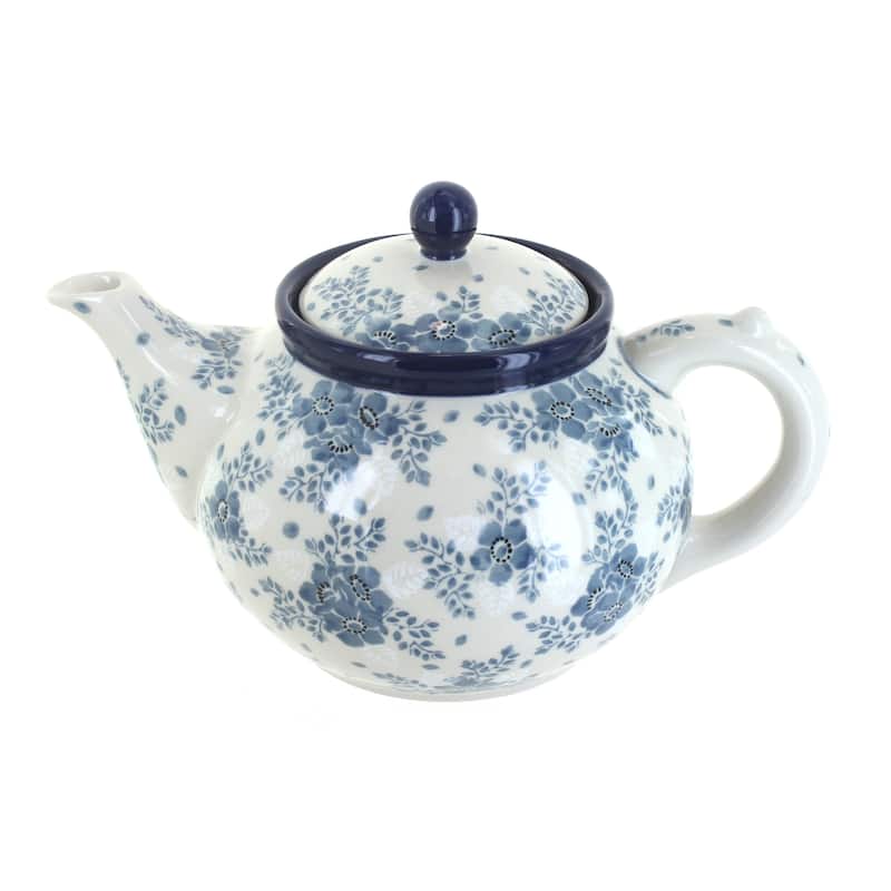 Blue Rose Polish Pottery 60 Ceramika Artystyczna Medium Teapot - Blue Fleur