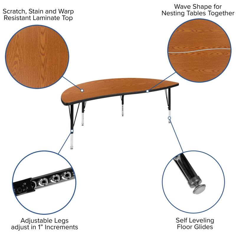 2 Piece 60" Circle Flexible Kids Adjustable Activity Table Set
