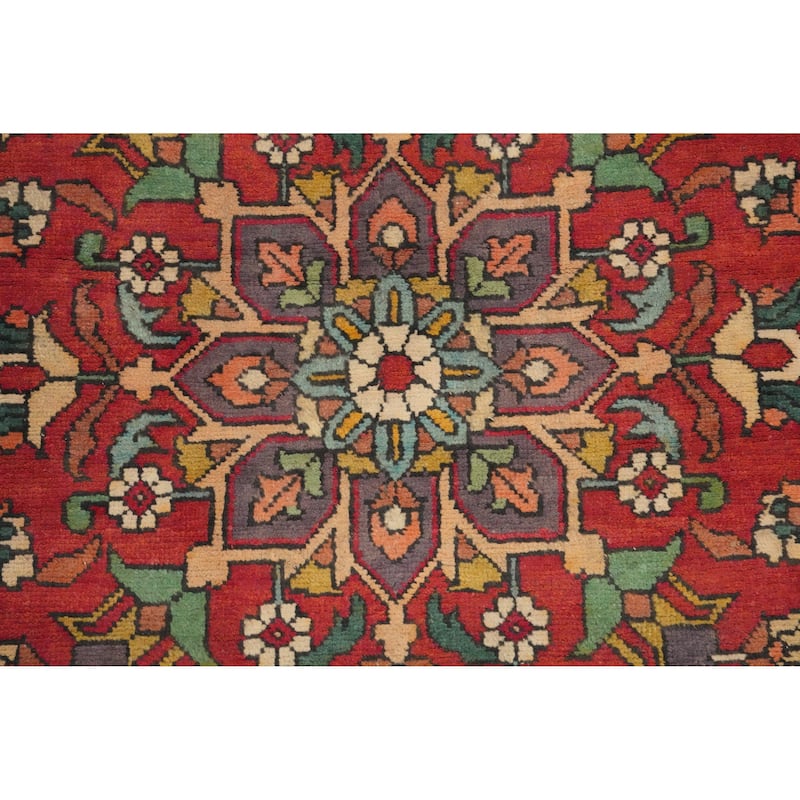 Hand Knotted Oriental 100% Wool Carpet Traditional Floral Red Tabriz Runner Rug - 10' 10'' X 2' 10''