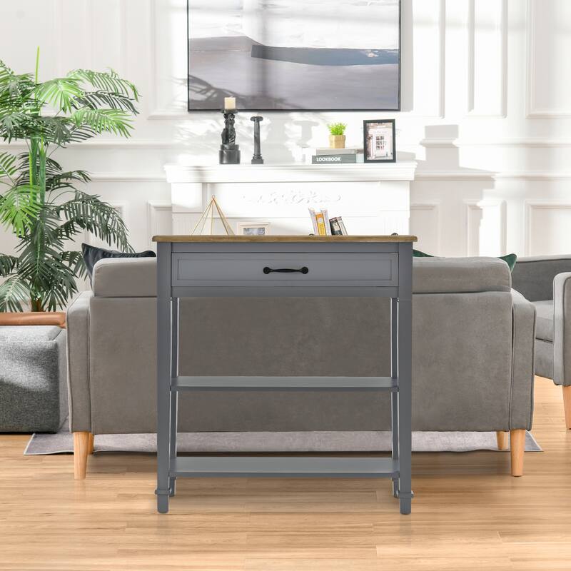 HOMCOM Modern Style Sofa Console Entry Hallway Table with Drawer and Shelves