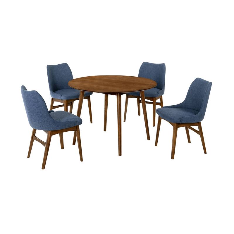 Arcadia and Azalea 42" Round Wood 5 Piece Dining Set