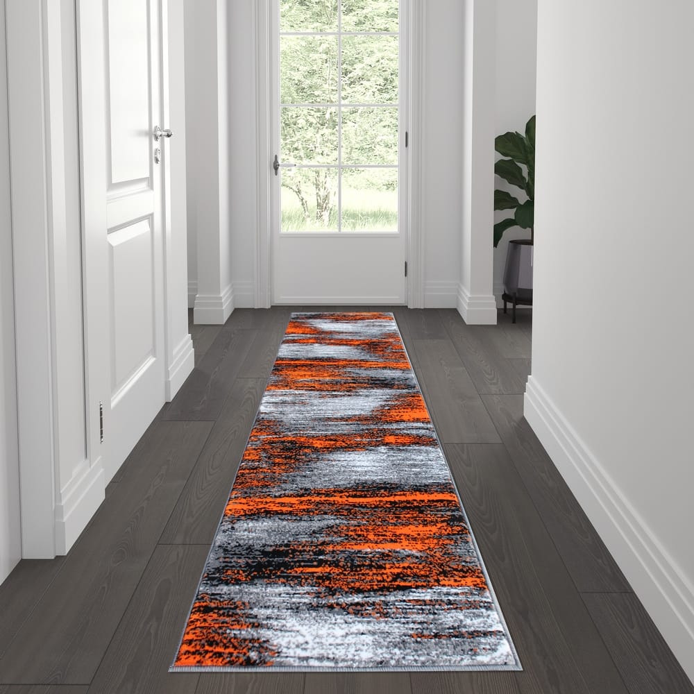 Abstract Style Accent Area Rug - Scraped Pattern