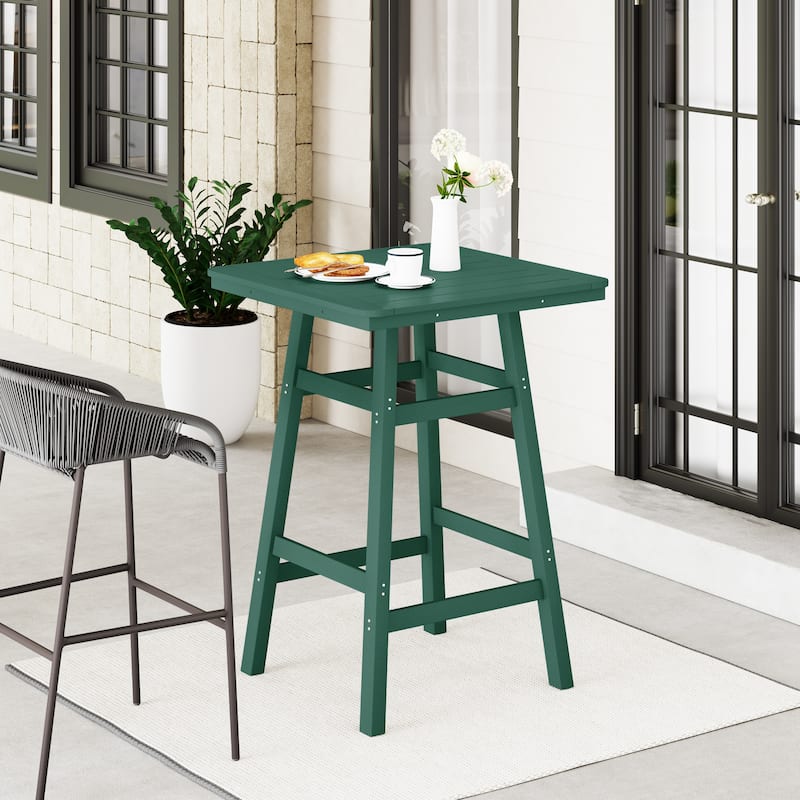 Laguna Hdpe All Weather Outdoor Patio 30" Square Bar Table - Dark Green