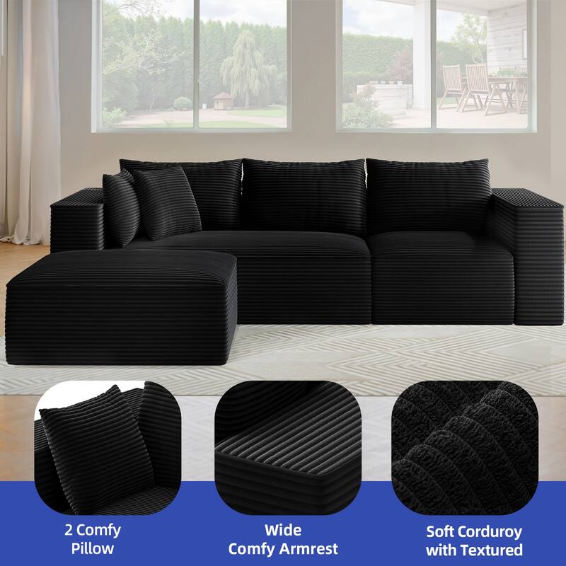 Moasis L Shaped Cloud Upholstered Couches Sectional Sofa with Deep Seat for Living Room or Bedroom