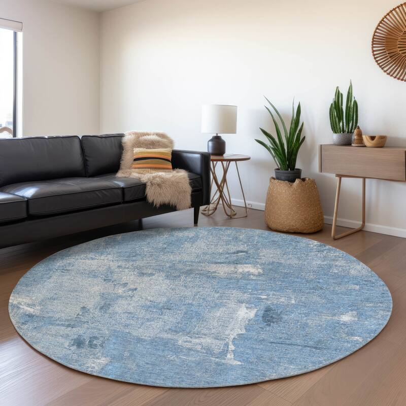 Premium Washable Super Soft Abstrct Flair Mayfield Rug - Denim - 8' x 8'