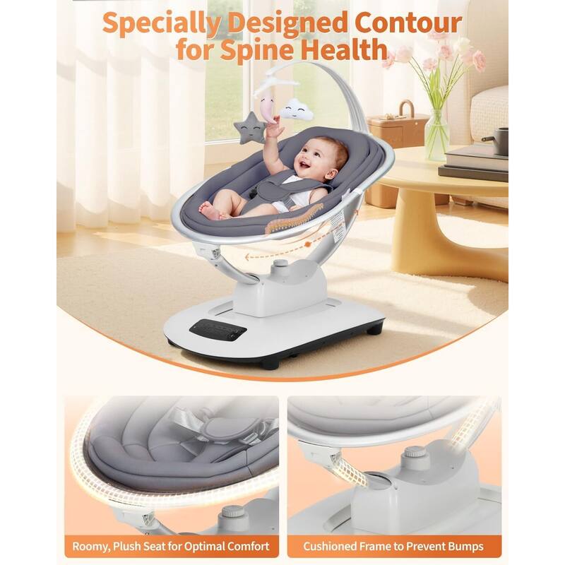 Electric Baby Swings for Infants to Toddler with 5 Motion Modes 5 Speeds, Dark Grey