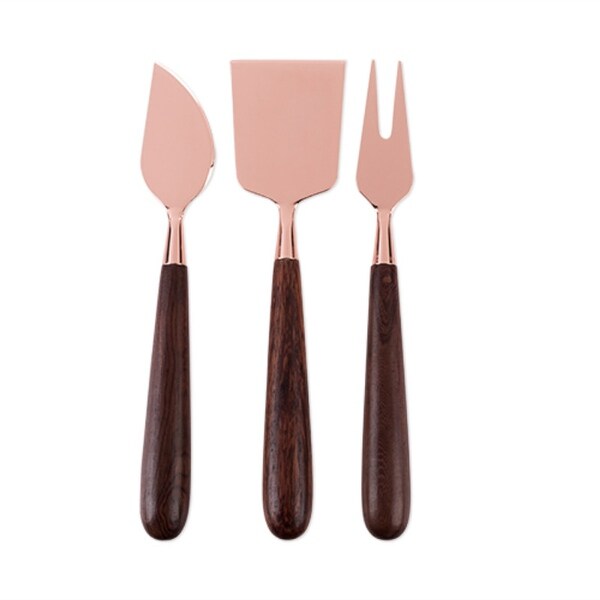 Rustic Farmhouse: Copper & Acacia Cheese Knife Set by Twine - Overstock