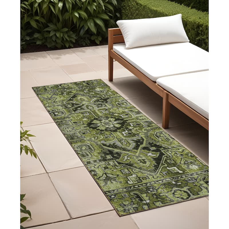 Maso Oriental Weather Resistant Timeless Grace Outdoor Rug - 8' Runner - Multi