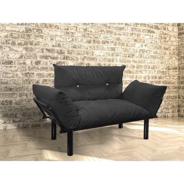 slide 9 of 19, Modern Extra-wide Metal-legged Cushioned Splayed Loveseat Black