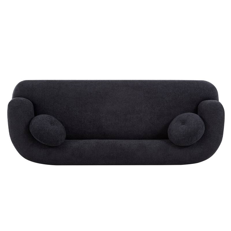 Christopher Knight Home - Polyster Upholstered 3-Seater 84.57" Compressed Sofa with Solid Rubberwood Base