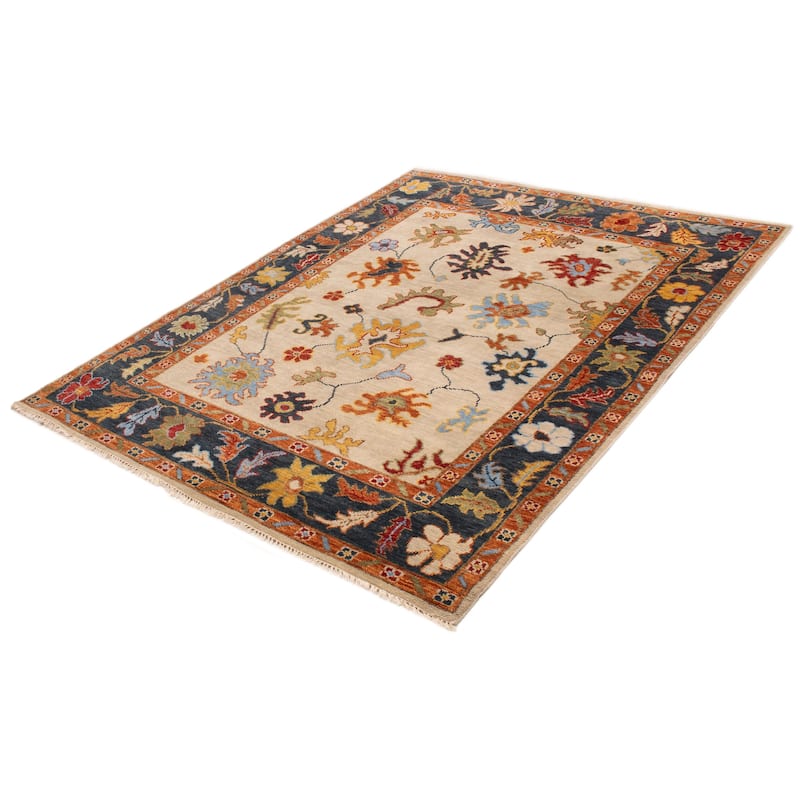 ECARPETGALLERY Hand-knotted Modern Oushak Light Khaki Wool Rug - 8'0 x 10'0