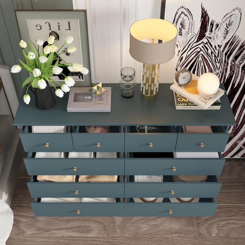 55.1"W Lacquer Dresser Long Dresser for Bedroom Chest of Drawers