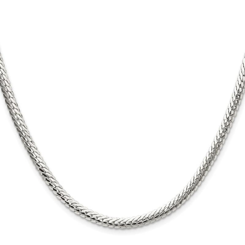 Curata 925 Sterling Silver 4.1mm Double Oval Flat Curb Chain Necklace for men