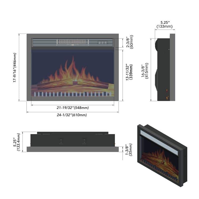 LOKATSE HOME Indoor Electric Heater Fireplace Insert