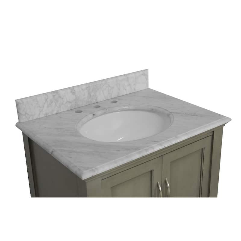KitchenBathCollection Beverly 30" BathroomVanity w/ Carrara Marble Top
