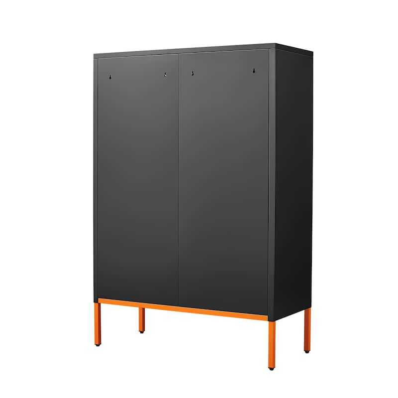Double Door Metal Shoe Cabinet with 2 Removable Adjustable Shelves