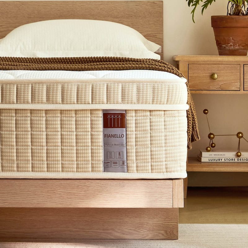 Mattress 14 Inch Hybrid Pillow Top Gel Memory Foam Medium Firm Motion Isolation Edge Support Fiberglass-Free