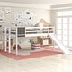 preview thumbnail 4 of 45, Full size Loft Bed Wood Bed with Slide, Stair and Chalkboard, White
