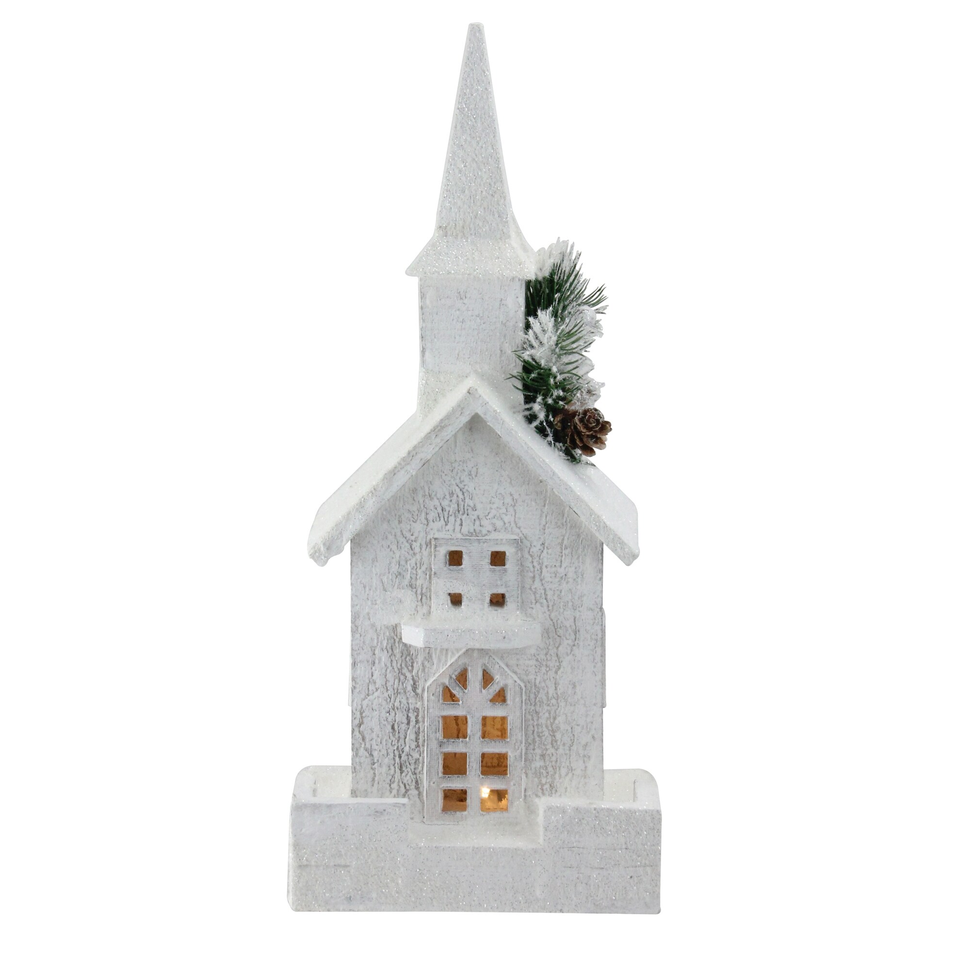 Shop 16 5 Led Lighted White Wooden Frosted Church Table Top