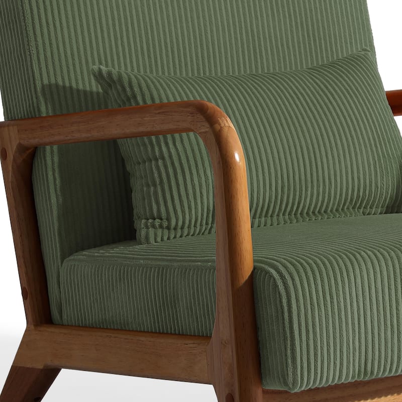 Modern Corduroy Upholstered Accent Chair with Wood Legs Set of 2