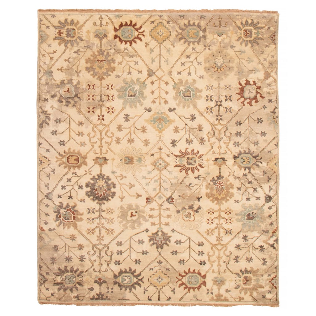ECARPETGALLERY Hand-knotted Modern Oushak Cream Wool Rug - 8'0 x 9'10