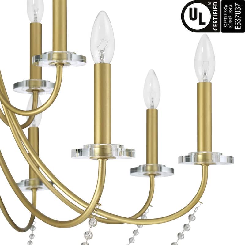 Acroma 12-Light Modern Gold Chandelier with Crystal Beads
