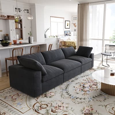Upholstered Custom Sectional Sofa 3-Seat Couch