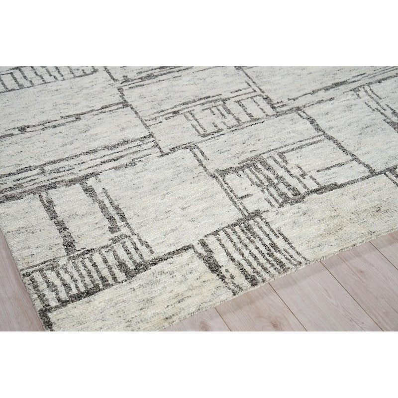 Exquisite Rugs Aldridge Hand-Knotted New Zealand Wool/Bamboo Silk Ivory/Charcoal Area Rug