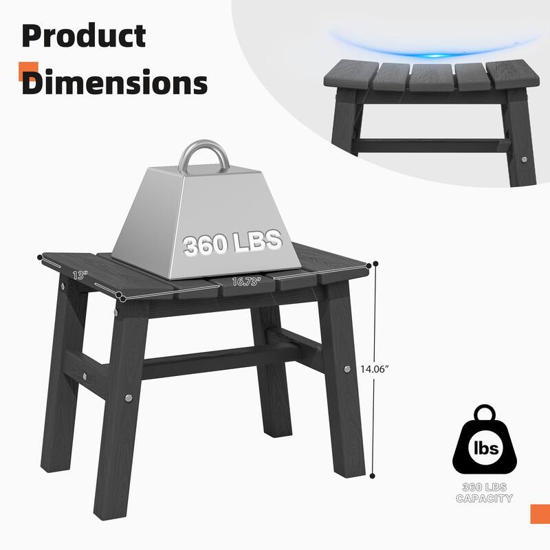 Outdoor Patio HDPE Ottoman Footstool, Extra Seat