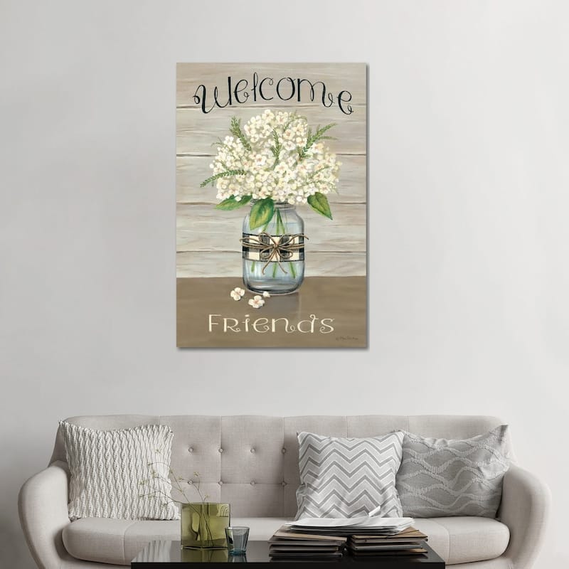 iCanvas "Welcome Friends Mason Jar" by Pam Britton Canvas Print - 48x32x1.5