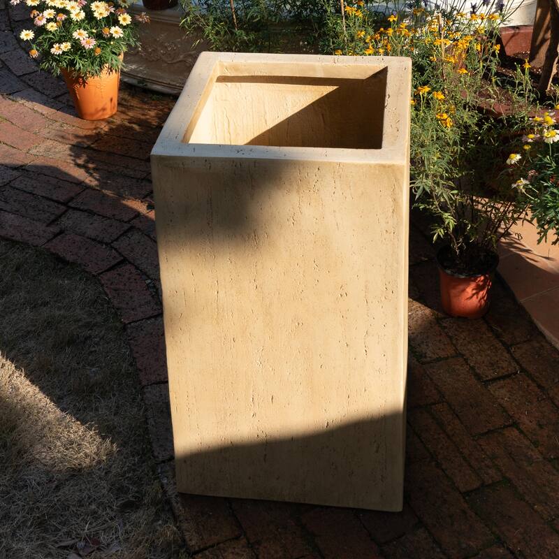 MGO Handmade Rectangle Planter Box, 27" Height, Travertine Finish