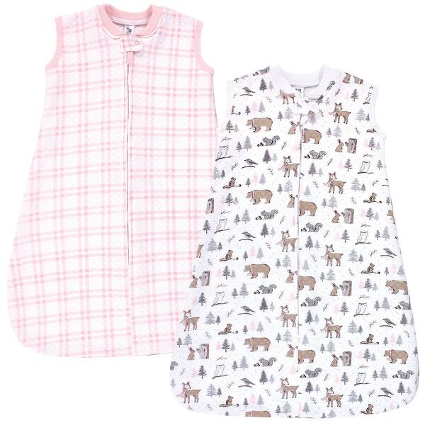 slide 1 of 1, Hudson Baby Infant Girl Premium Quilted Sleeveless Sleeping Bag and Wearable Blanket, Winter Forest 2-Pack 0-6 Months - Winter Forest 2-Pack