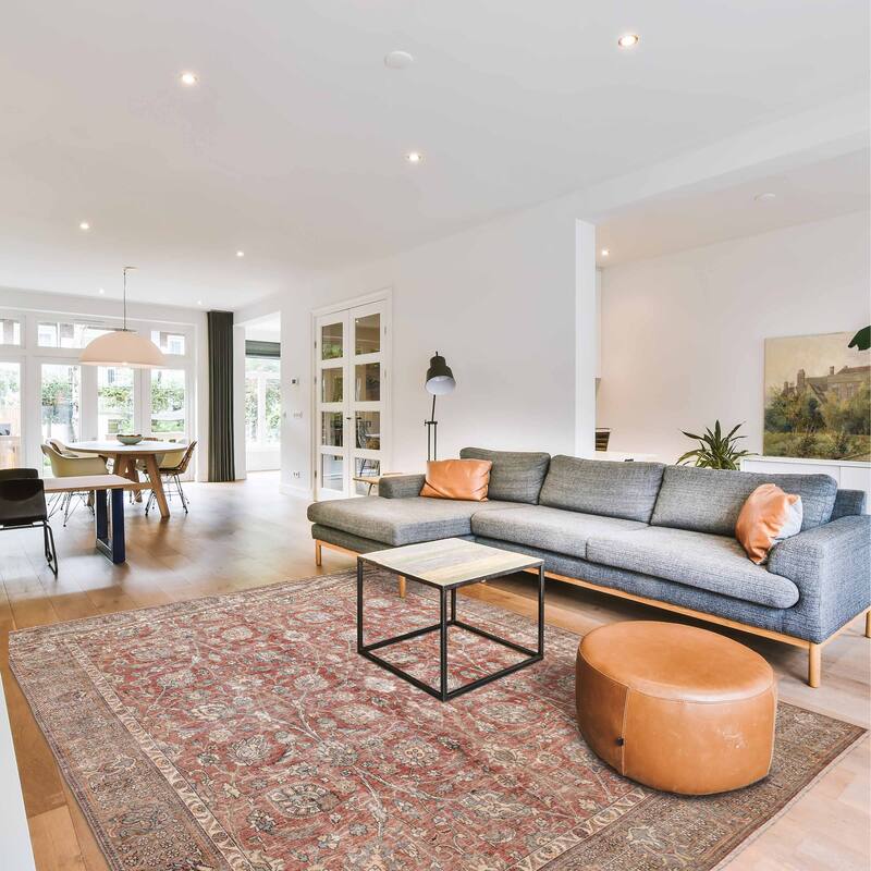 ECARPETGALLERY Hand-knotted Antalya Vintage Dark Red Wool Rug - 9'3 x 11'11