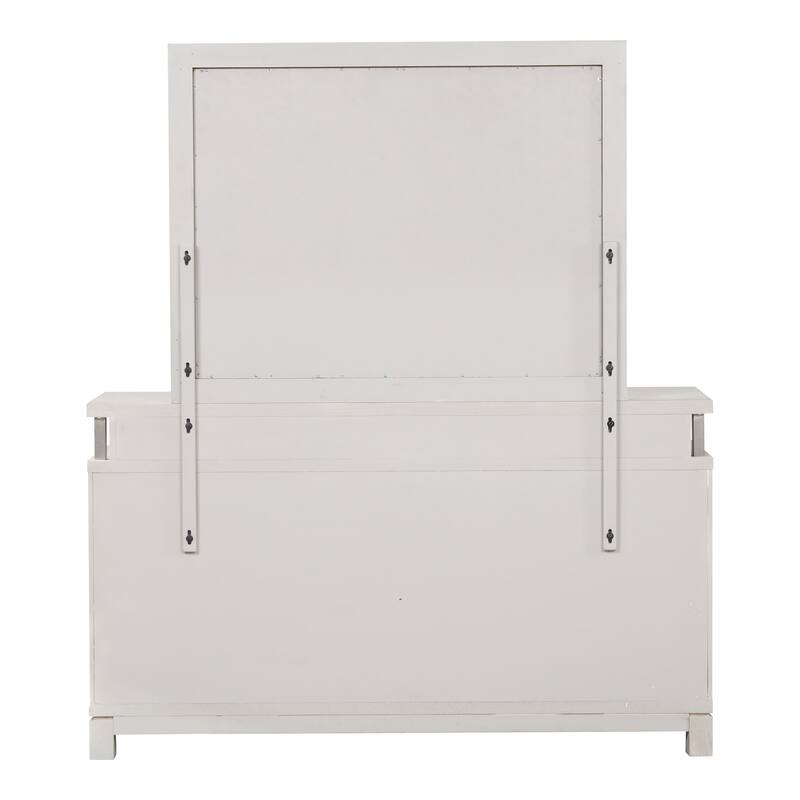 Furniture of America Nansice Modern 2-Piece Weathered Grey Solid Wood Dresser and Mirror Set