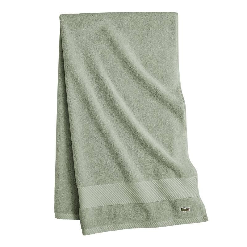 Lacoste Heritage Supima 100% Cotton Bath Towel, Hand Towel, Wash Cloth, and Bath Sheet - Aloe - Bath Sheet