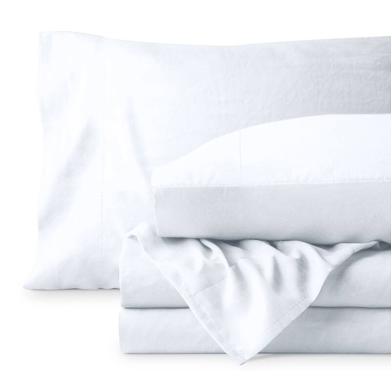 Bare Home Washed Microfiber Deep Pocket Sheet Set - King - White