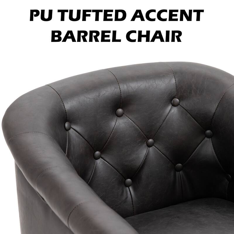 Modern PU Leather Armchair Tufted Accent Chair