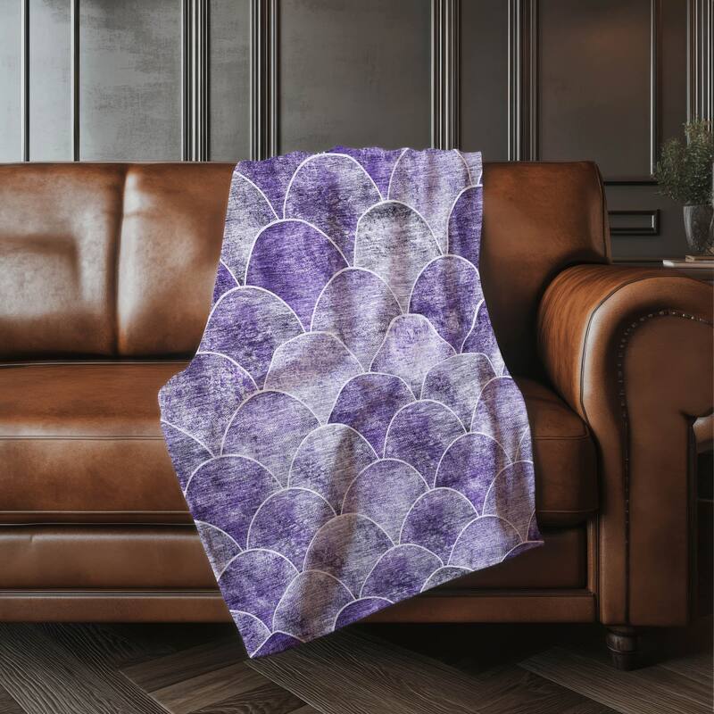 Premium Machine Washable Modern Arches Sherpa Throw Blanket - Purple - 4'2" x 5'10"